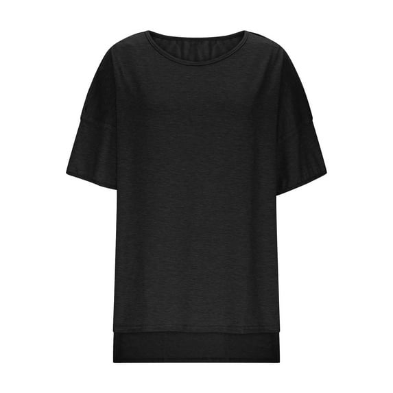 Ltctricy Women's Oversized T Shirts Short Sleeve Crew Neck High Low Hem Solid Color Soft Casual Tee Tops Summer Tunic Blouses