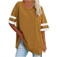 thumbnail image 1 of Ltctricy Women's Oversized T Shirts V Neck Half Sleeve Color Block Tunic Tops Casual Loose Tee Blouses 2025, 1 of 5