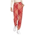 thumbnail image 1 of Ltctricy Women's Pajama Pants High Waisted Drawstring Plaid Lounge Joggers Loose Casual Yoga Pants Sleep Pj Bottoms with Pockets(Pink,X-Large), 1 of 6