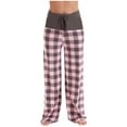 thumbnail image 1 of Ltctricy Women's Pajama Pants Plaid Drawstring High Waisted Wide Leg Printed Lounge Pants Soft Comfy Pj Bottoms(Pink,Small), 1 of 4