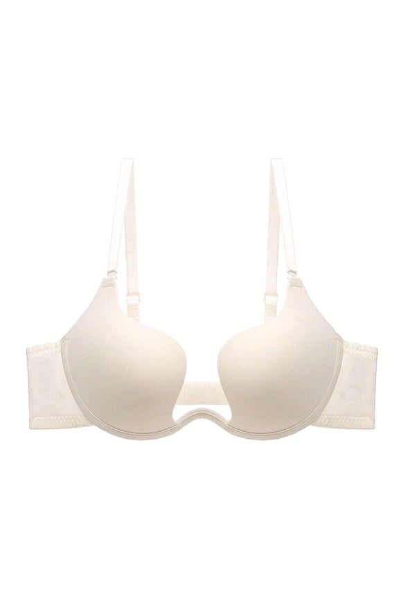 Women's Plunge Bras Seamless Deep V Neck Spaghetti Strap Longline Lift up Bras Comfort Everyday Bras(White,Medium)