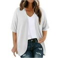 thumbnail image 1 of Ltctricy Women's Plus Size Cardigans Spring Summer Short Sleeve Open Front Textured Lightweight Cardigan Casual Loose Cover Ups, 1 of 7