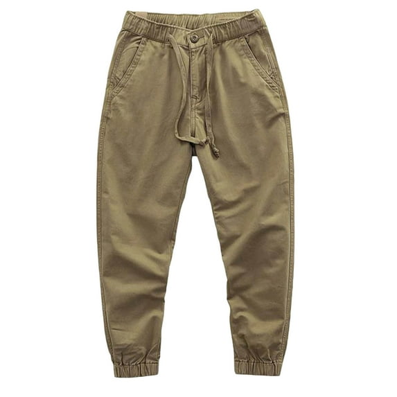 Ltctricy Women's Plus Size Cargo Pants Drawstring Elastic Waist Tapered Capri Hiking Pants Cropped Casual Pants with Packets(Khaki,X-Large)