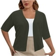 thumbnail image 1 of Ltctricy Women's Plus Size Cropped Cardigans Half Sleeve Open Front Bolero Shrugs Lightweight Casual Cardigans(Army Green,3X-Large), 1 of 7