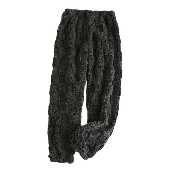 Ltctricy Women's Plus Size Fleece Pajama Pants Comfy Elastic Waist Wide Leg Fuzzy Warm Plaid Lounge Pants Plush Pj Bottoms(Dark Gray,X-Large)