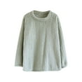 thumbnail image 1 of Ltctricy Women's Plus Size Fuzzy Pajama Tops Flannel Long Sleeve Crew Neck Fleece Pullover Sweater Tops Plush Warm Loungewear Tops(Green,Large), 1 of 3