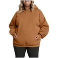 thumbnail image 1 of Ltctricy Women's Plus Size Hoodies Fall Winter Long Sleeve Hooded Sweatshirts Casual Loose Pullover Sweaters with Pocket(Brown,4X-Large), 1 of 5
