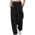 thumbnail image 1 of Ltctricy Women's Plus Size Joggers Baggy Elastic High Waisted Cinch Bottom Cargo Sweatpants Workout Lounge Pants with Pockets(Black,3X-Large), 1 of 5