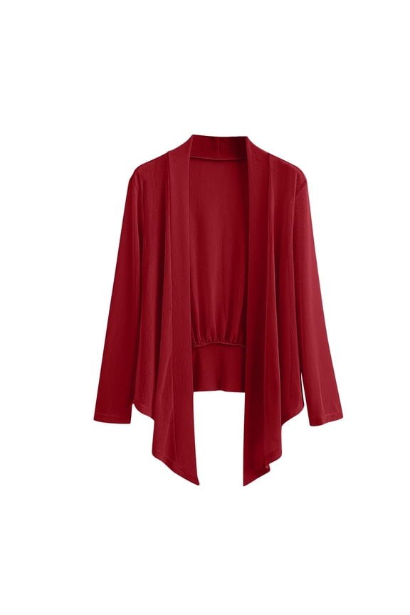 Women's Plus Size Lightweight Cardigans Casual Loose Long Sleeve Open Front Mesh Shrugs Beach Cover Up Tops(Red,6X-Large)