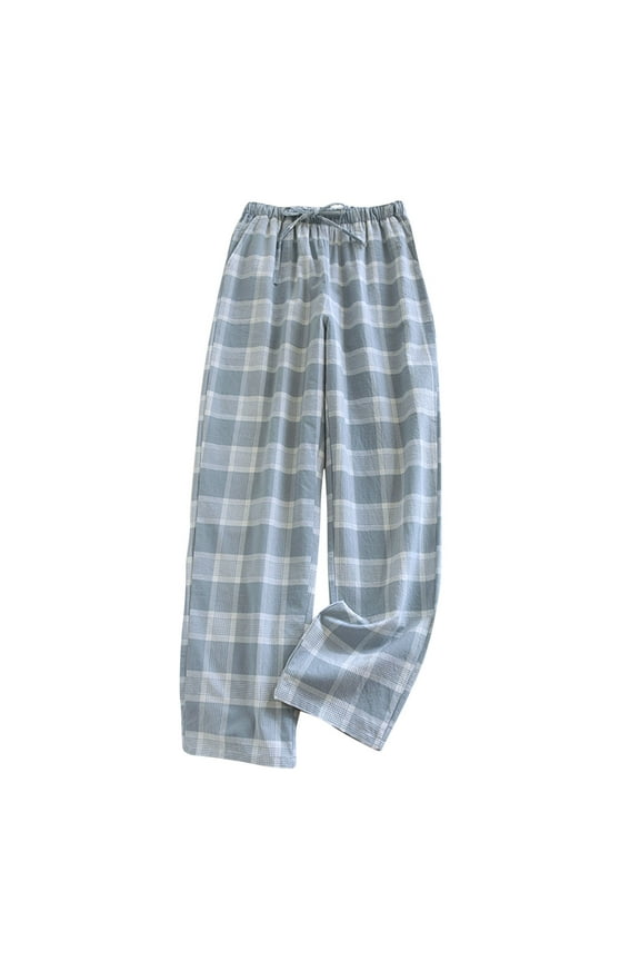 Women's Plus Size Pajama Pants Cotton Drawstring Elastic Waist Wide Leg Lounge Pants Casual Loose Plaid Pj Bottoms(Green,XX-Large)