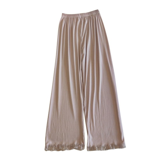 Ltctricy Women's Plus Size Pajama Pants Lightweight Elastic Waist Wide Leg Lace Hem Sleep Lounge Pants Comfy Pj Bottoms
