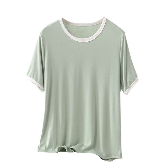 Ltctricy Women's Plus Size Pajama Tops Short Sleeve Crew Neck Casual Loose T Shirts Soft Comfy Sleep Tees