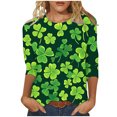 thumbnail image 1 of Ltctricy Women's Plus Size St. Patrick's Day Tops Fashion 3/4 Sleeve Crewneck Casual Shirts Lounge Spring Comfy Loose Blouse, 1 of 5