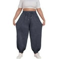 thumbnail image 1 of Ltctricy Women's Plus Size Sweatpants Elastic High Waisted Wide Leg Cinch Bottom Workout Lounge Pants Baggy Casual Joggers(Dark Gray,XX-Large), 1 of 6