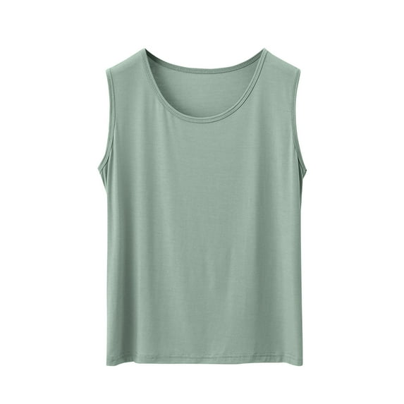 Ltctricy Women's Plus Size Tank Tops Trendy Soft Casual Crew Neck Solid Color Sleeveless T Shirts Loose Tee Blouses