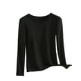 thumbnail image 1 of Ltctricy Women's Plus Size Thermal Shirts Cotton Long Sleeve Crew Neck Solid Color Basic T Shirts Base Layer Tee Tops(Black,Medium), 1 of 4