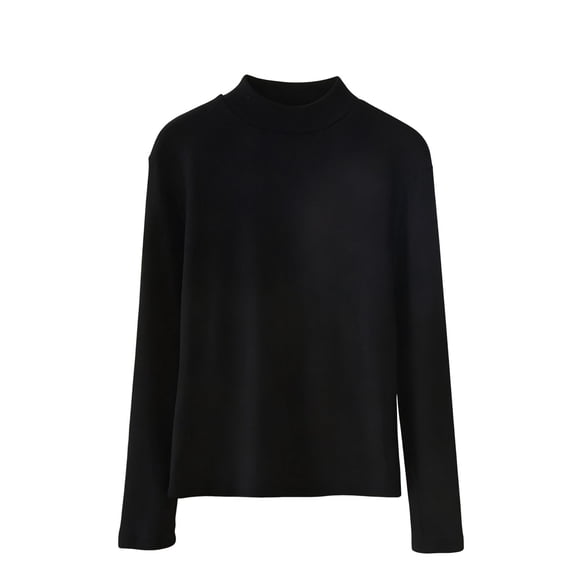 Ltctricy Women's Plus Size Thermal Shirts Fleece Lined Long Sleeve Mock Neck Basic T Shirts Base Layer Tops Soft Warm Undershirts(Black,XX-Large)