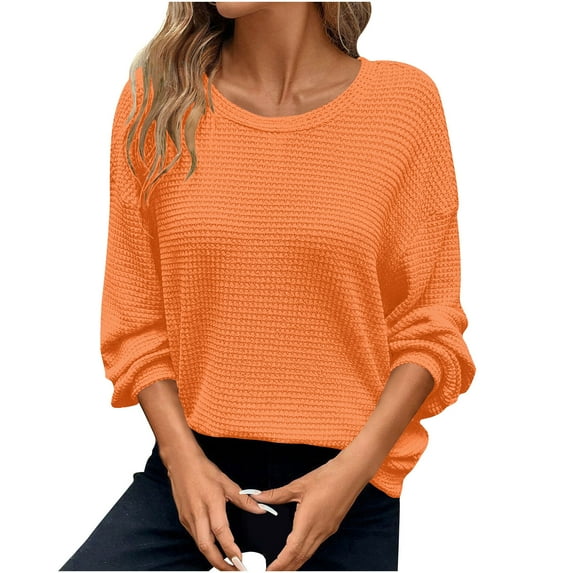 Ltctricy Women's Plus Size Tops Casual Knitted Long Sleeve Shirt Lounge Comfort Crewneck Soft Loose Blouse