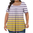 thumbnail image 1 of Ltctricy Women's Plus Size Tops Casual Short Sleeve Square Neck Pleated Gradient T Shirts Trendy Tunic Blouses, 1 of 5