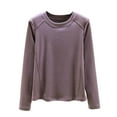 thumbnail image 1 of Ltctricy Women's Plus Size Tops Fleece Warm Long Sleeve Crew Neck Basic T Shirts Loose Thermal Shirts Fall Winter Undershirts(Purple,XX-Large), 1 of 4