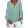 thumbnail image 1 of Ltctricy Women's Plus Size Tops Long Sleeve V Neck Solid Color High Low Hem Oversized T Shirts Casual Loose Tunic Blouses(Light Blue,XX-Large), 1 of 6