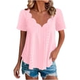 thumbnail image 1 of Ltctricy Women's Plus Size Tops Short Sleeve Scalloped V Neck Eyelet Embroidered T-Shirts Casual Loose Tunic Blouses, 1 of 7