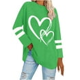 thumbnail image 1 of Ltctricy Women's Plus Size Tunic Tops Long Sleeve Crew Neck Striped Heart Printed Oversized T Shirts Casual Loose Tee Blouses(Green,X-Large), 1 of 7