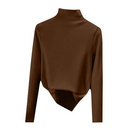 Ltctricy Women's Plus Size Turtleneck Tops Fashion Long Sleeve Mock Neck Base Layer Tee Shirts Fall Winter Undershirts(Coffee,3X-Large)