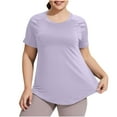 thumbnail image 1 of Ltctricy Women's Plus Size Workout Tops Crew Neck Short Sleeve Curved Hem Running Yoga Gym Tees Loose Athletic T-Shirts, 1 of 7