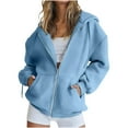 thumbnail image 1 of Ltctricy Women's Plus Size Zip up Hoodies Long Sleeve Drawstring Oversized Sweatshirts Casual Loose Outwear Jackets with Pockets(Light Blue,X-Large), 1 of 6