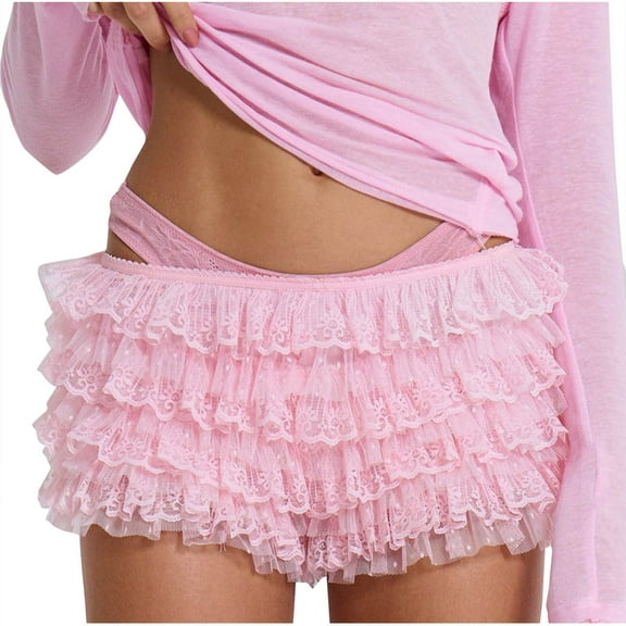 Ltctricy Women's Ruffle Lace Shorts Low Rise Tiered Boyshorts Summer Casual Layered Bloomers 2025 Fashion Booty Shorts