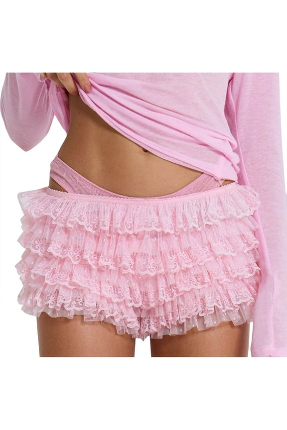 Women's Ruffle Lace Shorts Low Rise Tiered Boyshorts Summer Casual Layered Bloomers 2025 Fashion Booty Shorts