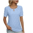thumbnail image 1 of Ltctricy Women's Summer Tops Dressy Casual Puff Short Sleeve Crew Neck Eyelet Embroidered T Shirts Hollow out Blouses, 1 of 4