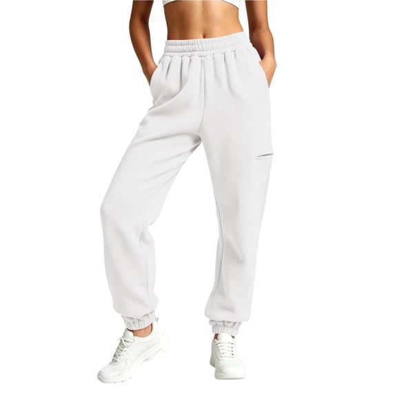 Ltctricy Women's Sweatpants Elastic Waisted Comfy Joggers with Pockets Casual Lounge Workout Pants Fall Clothes(White,X-Large)