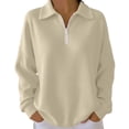 thumbnail image 1 of Ltctricy Women's Sweatshirts Long Sleeve Quarter Zip Collared Textured Knit Pullover Sweater Tops Casual Fashion Clothes(Khaki,X-Large), 1 of 7