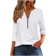 thumbnail image 1 of Ltctricy Women's T Shirts Fall Fashion Long Sleeve Crew Neck Half Zip Solid Color Loose Tunic Tops Casual Tee Blouses(White,Small), 1 of 5