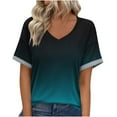 thumbnail image 1 of Ltctricy Women's T Shirts Plus Size Short Sleeve V Neck Gradient Basic Tee Tops Loose Casual Tunic Blouses, 1 of 7