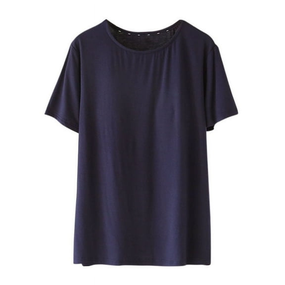 Ltctricy Women's T-Shirts with Built in Bra short sleeve crew neck soft comfy pajama tops casual loose tee blouses