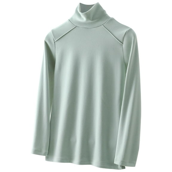 Ltctricy Women's Thermal Shirts Long Sleeve Turtleneck Fleece T Shirts Soft Warm Tees Base Layer Tops Fall Winter Basic Undershirts(Light Blue,Large)