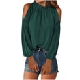 thumbnail image 1 of Ltctricy Women's Tops Dressy Casual Mock Neck Cold Shoulder Long Sleeve Blouses Business Work Shirts, 1 of 6
