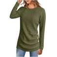 thumbnail image 1 of Ltctricy Women's Tunic Tops Ribbed Long Sleeve Crew Neck Side Button Ruched Solid Color T Shirts Casual Loose Tee Blouses(Green,XX-Large), 1 of 6