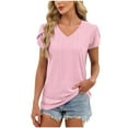 thumbnail image 1 of Ltctricy Women's Tunic Tops Trendy Split Short Sleeve V Neck Eyelet Embroidered T Shirts Dressy Casual Blouses, 1 of 6
