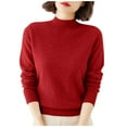 thumbnail image 1 of Ltctricy Women's Turtleneck Sweaters Soft Long Sleeve Mock Neck Knit Pullover Sweater Tops Trendy Casual Jumpers(Wine,X-Large), 1 of 6