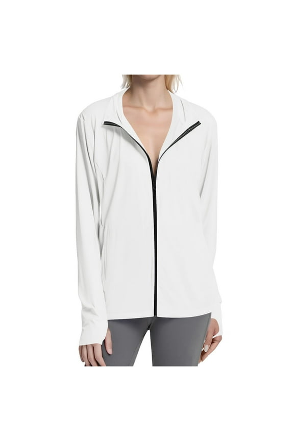 Women's UPF 50+ Sun Shirts Long Sleeve Hiking Outdoor Zip up Hoodies Lightweight Athletic Jackets with Pockets