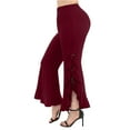 thumbnail image 1 of Ltctricy Women's Vintage Flared Leggings Casual High Waisted Tie Side Ruffle Workout Yoga Pants Gothic Bell Bottoms(Wine,X-Large), 1 of 7