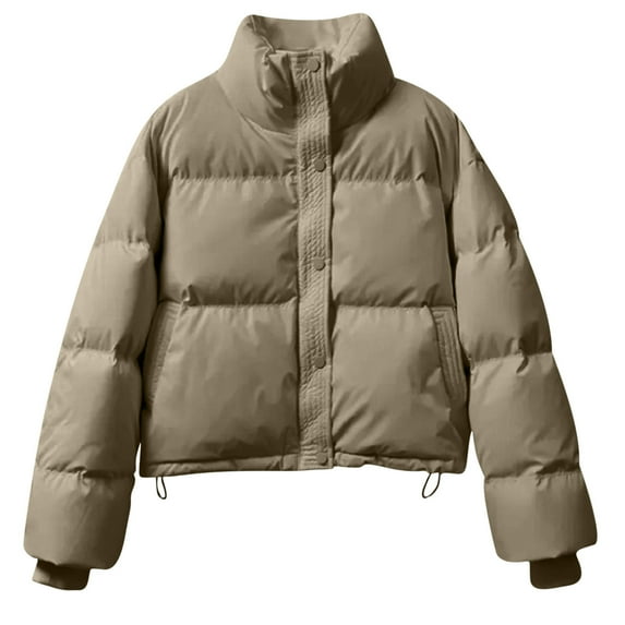 Ltctricy Women’s Winter Cropped Puffer Jacket Casual Quilted Baggy Long Sleeve Zip Up down Coat Casual Padded Outerwear