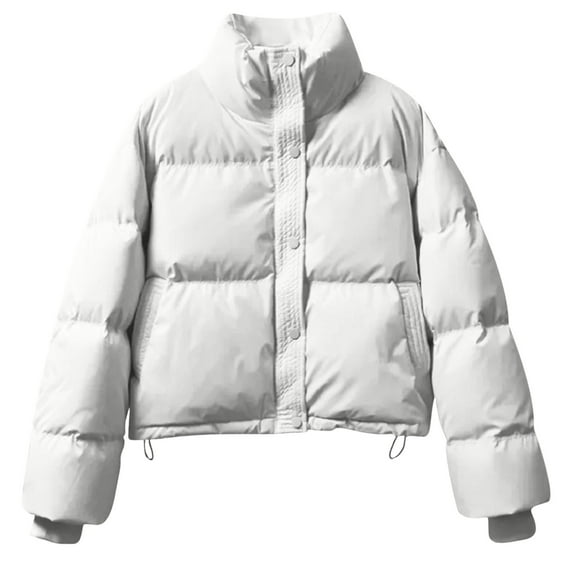 Ltctricy Women’s Winter Cropped Puffer Jacket Casual Quilted Baggy Long Sleeve Zip Up down Coat Casual Padded Outerwear