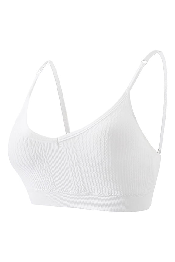 Women's Wireless Bras Spaghetti Strap Full Coverage Lift up Low Impact Sports Bras Comfortable Cami Bras
