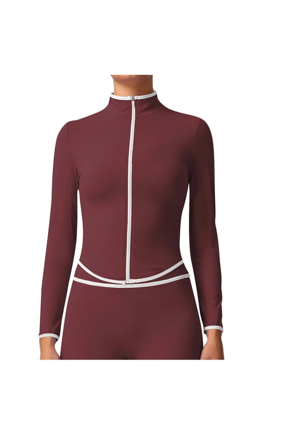 Women's Workout Jackets Lightweight Long Sleeve Mock Neck Zip up Slim Cropped Athletic Jackets Running Yoga Tops(Purple,Medium)