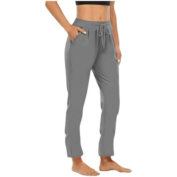 Ltctricy Women's Workout Pants Casual Comfy Straight Yoga Pants Lightweight Mid-Rise Gym Athletic Trousers